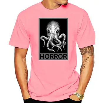 Mens Hot 2022 Summer Men къси ръкави T Shirt Cthulhu H.P. Lovecraft Horror Artwork Мъжка тениска Black Ringer T