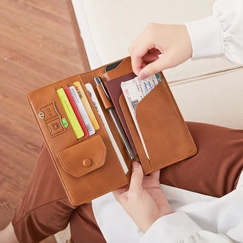 MIYIN2023 Дамски и мъжки RFID дълъг бизнес паспорт многофункционална лична карта банка PU кожен портфейл пътуване accesso