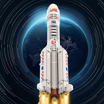 MOC 1:110 Дълъг март 5 Carrier Rocket Model Bricks Space Satellite Изкуствена Вселена Градивен блок Детски играчки Подаръци за рожден ден