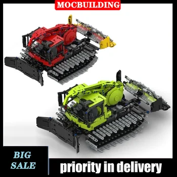 MOC City Technology Snow Cleaning Crawler Car Model Building Block Assembly Transport Vehicle Collection Toy Gift
