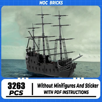 Moc строителни блокове класически черен пиратски кораб модел технически тухли DIY събрание морски транспорт играчки за празнични подаръци