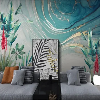 Modern Nordic Abstract Plant Leaves Wall Paper Home Decor Mural Banana Leaf Tropical Rainforest Living Room Background Wallpaper
