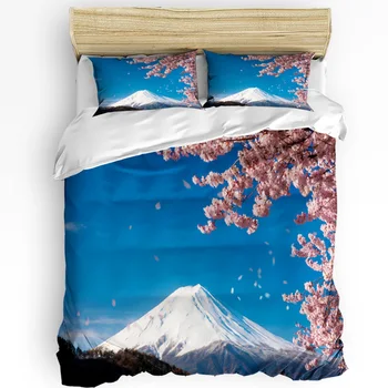 Mount Fuji японски черешов цвят легла комплект 3бр Duvet покритие калъфка деца възрастни юрган покритие двойно легло комплект домашен текстил