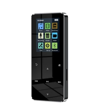 MP4 плейър с Bluetooth вграден високоговорител сензорен ключ FM радио видео възпроизвеждане E-книга HIFI метал 2.0 инчов сензорен плейър (черен)