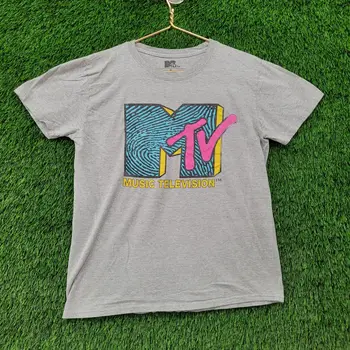 MV Музикално-телевизионна риза Дамска средна сива тениска дълъг ръкав