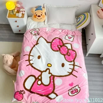 Nap одеяла аниме Hello Kitty розов леопард фланела одеяло легло покритие 150x200cm бебе деца момичета детска спалня декор
