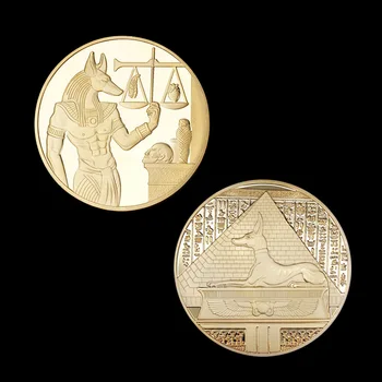 New1Pc Vergulde Egypte Death Protector Anubis Coin Copy Munten Egyptische God Van Death Herdenkingsmunten Collection Gift Hot