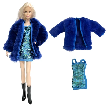 NK Официален 1 комплект Благородно синьо палто кукла ослепителен костюм рокля на сцената За кукла Барби Детска играчка 1/6 Аксесоари ПОДАРЪК