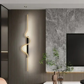 Nordic LED лампа за стена за нощни шкафчета Хол стълби прост дизайн стена Sconce Декорации за дома Осветително тяло Luster