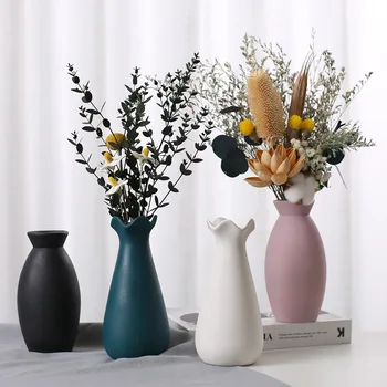 Nordic Style Creative and Minimalist Colorful Ceramic Vase - подходяща за сухи и свежи цветя, домашен интериорен декор орнамент