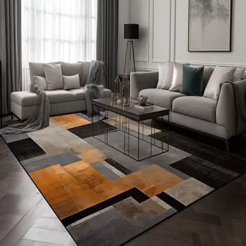 Nordic Геометрични килими за хол Декор килими за спалня Голяма площ Non-хлъзгаща гардероб Мат Начало Soft Lounge Rug Миещи се