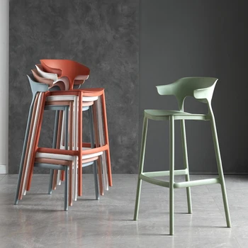 Nordic минималистични пластмасови бар столове модерни бар мебели кафе облегалка дома стифиране дизайнер творчески високи столове L
