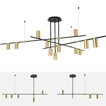 Nordic модерни висулка светлини висящи таван лампа прост минималистичен стил дълъг полилей черно злато GU10 трапезна маса тела