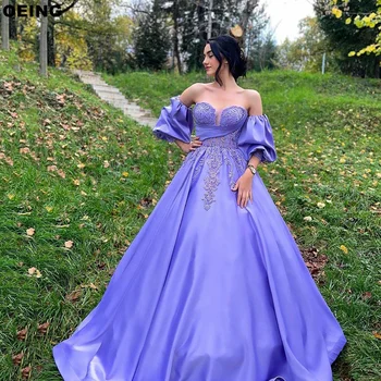 OEING Лилави A-Line абитуриентски рокли Изящна ръчно изработена принцеса вечерна рокля за жени Рокли за специален повод Vestidos De Novia