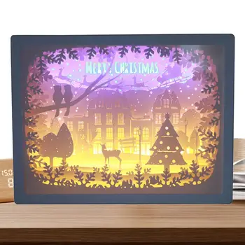Papercut Light Box Естетична хартия 3D дърворезба нощна лампа Сезонни декори за учебна стая Всекидневна Спалня Входно антре
