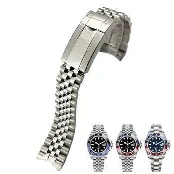 PCAVO 316L Твърда лента за часовници от неръждаема стомана за Rolex Strap GMT Master II Wrist Watch Band Bracelet Jubilee with Oyster Clasp
