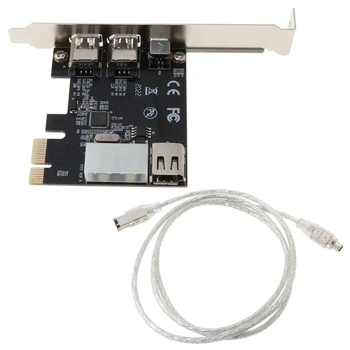 PCI-E 1X IEEE 1394A 4 порт (3 + 1) Firewire карта адаптер Pcie 1394A конвертор с 6 пинов към 4 пинов 1394 кабел за настолен компютър