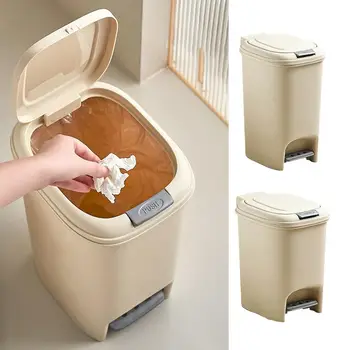Pedal кофа за боклук с капак правоъгълна стъпка боклук може дома вътрешен боклук може луксозен дизайн крак педал кош за отпадъци за кухня
