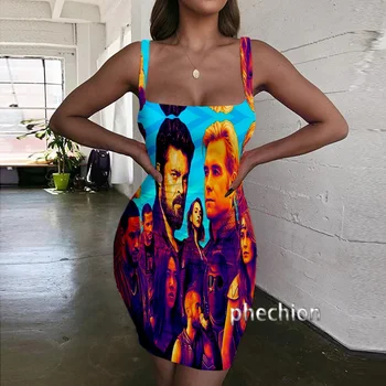 Phechion телевизионен сериал Момчетата 3D печат рокля жени оглавник без ръкави мода дамски рокли роман секси дамско облекло Y26