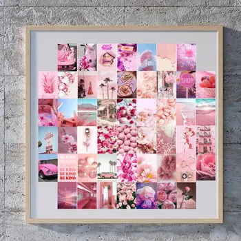 Pink/Blue/Purple Series Wall Art Postcard Photo Collage Set 50pcs Exqusite Натюрморт Аниме Естетически плакати Момичета стая декор
