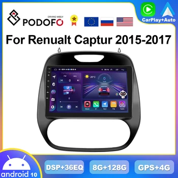 Podofo 4G Android CarPlay радио за Renault Captur 2015-2017 кола мултимедиен плейър 4G главата единица GPS стерео авторадио AI глас