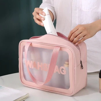 Portable пътуване измиване чанта женски прозрачен водоустойчив грим съхранение торбичка голям капацитет козметичен организатор красота жени случай