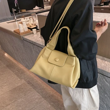 PU кожени чанти за жени 2023 Обикновена чанта за рамо Луксозни тенденции Твърди чанти и портмонета