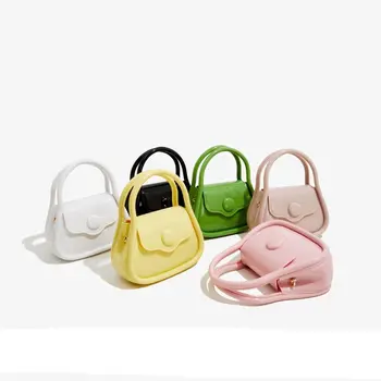 PU Мини чанти за рамо Нова мода площад дами мини чанти перлена чанта желе цвят crossbody пратеник чанти