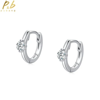 PuBang фини бижута твърди недвижими 925 стерлинги сребро високо въглероден диамант луксозни обеци обръч за жени сватбен подарък капка доставка