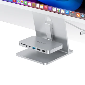 PULWTOP USB C HUB за iMac 24 инчов 2021,7-в-1 iMac хъб с USB C 10Gbps USB A / C, SD / TF четец на карти, M.2 10G NVME SATA СЛУЧАЙ