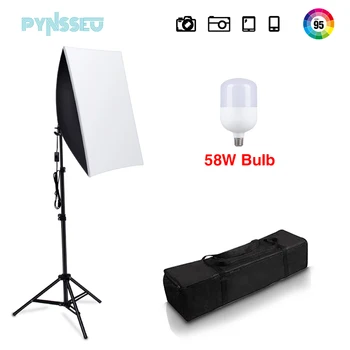 PYNSSEU 1PC Soft Box Lighting Kit 50x70CM Професионална фотографска светлинна система Softbox за фото студио оборудване