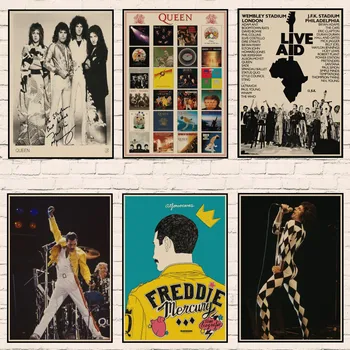 Queen Band Music Крафт хартия плакат Фреди Меркюри Брайън Мей реколта високо качество стена стикер декоративна живопис