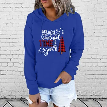 Raglan риза жени Весела Коледа печат O врата суитчър кръг врата годни пуловер върховете подходящи дълги йога суитчъри