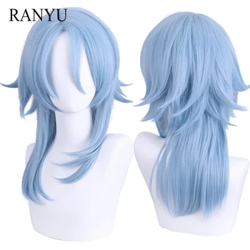 RANYU Genshin Impact Kamisato Ayato перуки синтетични дълги прави синя игра косплей коса топлоустойчива перука за парти