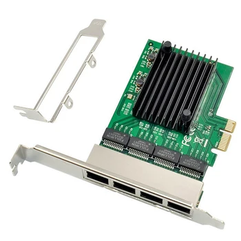 RJ-45 4-портов Ethernet сървърен адаптер Гигабитова мрежова карта PCI-E X1 интерфейс