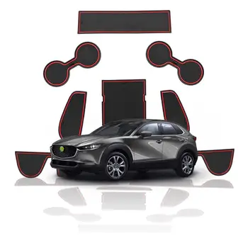 RUIYA кола против хлъзгане гумена врата Groove мат за CX-30 2019 2020 2021 2022 Авто интериор прахоустойчив слот подложка аксесоари 9 броя