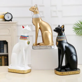 Scandinavian Light Luxury Gold White Egyptian Cat God Best Ornaments Home Bedroom Entrance Crafts Living Room Декоративни подаръци