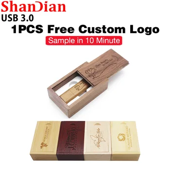 SHANDIAN Безплатно персонализирано лого USB 3.0 64GB U диск 32GB дървена флаш памет 16GB писалка дискове 8GB памет стик Pendrive сватбени подаръци