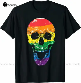 Skull Rainbow Cool Lgbt Proud Lgbtq Ally Equality Gay Pride T-Shirt S-5Xl Мъжка тениска Персонализирана Aldult Teen Unisex Xs-5Xl