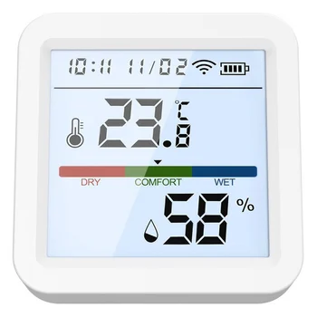 Smart WiFi температура влажност LCD цифров дисплей сензор с LCD дисплей Tuya вътрешен термометър за наблюдение в реално време