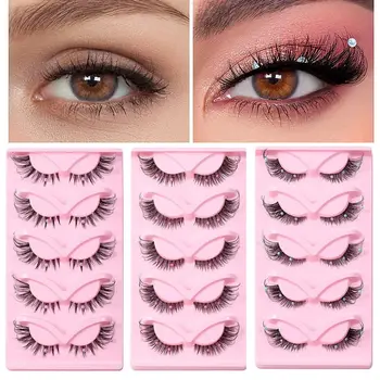 Soft Fluffy Natural Reusable Oblique Фалшиви мигли Cosplay Stage Party Удължаване на миглите Pearl Cat Eye Lashe
