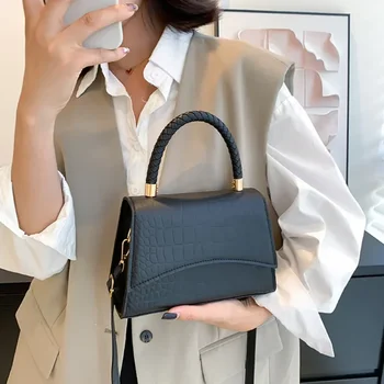 Solid Pu кожена чанта за рамо Моден дизайнер чанти Топ дръжка чанти за жени Ежедневни Crossbody чанти Луксозна чанта