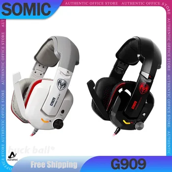 Somic G909 Слушалки за игри Usb7.1 Леки слушалки с микрофон за намаляване на шума Субуфер бас FPS SCGO LOL Геймър Eardphone