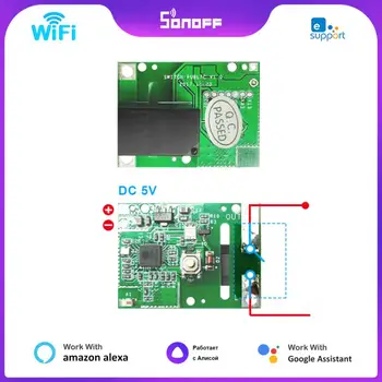 SONOFF Интелигентен Wi-Fi превключвател RE5V1C 5V DC DIY Безжичен дистанционен превключвател Релеен модул Inching / Selflock E-Welink APP Alexa Google Home