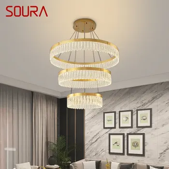SOURA модерна кристална висулка лампа LED реколта светлина луксозни пръстени полилей Начало за всекидневна трапезария спалня декор