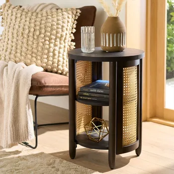 Springwood Caning Side Table, Charcoal Finish нощни шкафчета за мебели за спалня
