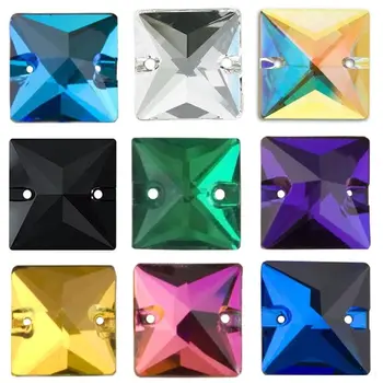 Square Strass Glass Flatback Glitter Кристални кристали за занаяти Квадратни DIY декорации за дрехи Аксесоари за шиене Мъниста