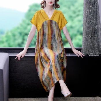 Summer Casual Floral Satin Midi Sundress Elegant Print Natural Silk Beach Dress 2023 Дамски Bodycon Party Evening Vestidos