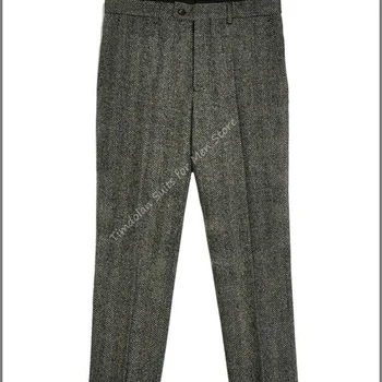 Tailored Winter Black/Gray/Brown/Blue Мъжки панталони Панталони от рибена кост на бизнес човек Сватбено облекло по поръчка САМО ЕДИН панталон