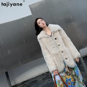 Tajiyane Висококачествено палто от истинска кожа Дамски якета от естествена вълна за жени 2023 Зимни кожени палта със средна дължина Свободни връхни дрехи